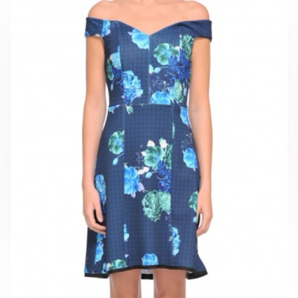 Pinko shoulder dress blue floral